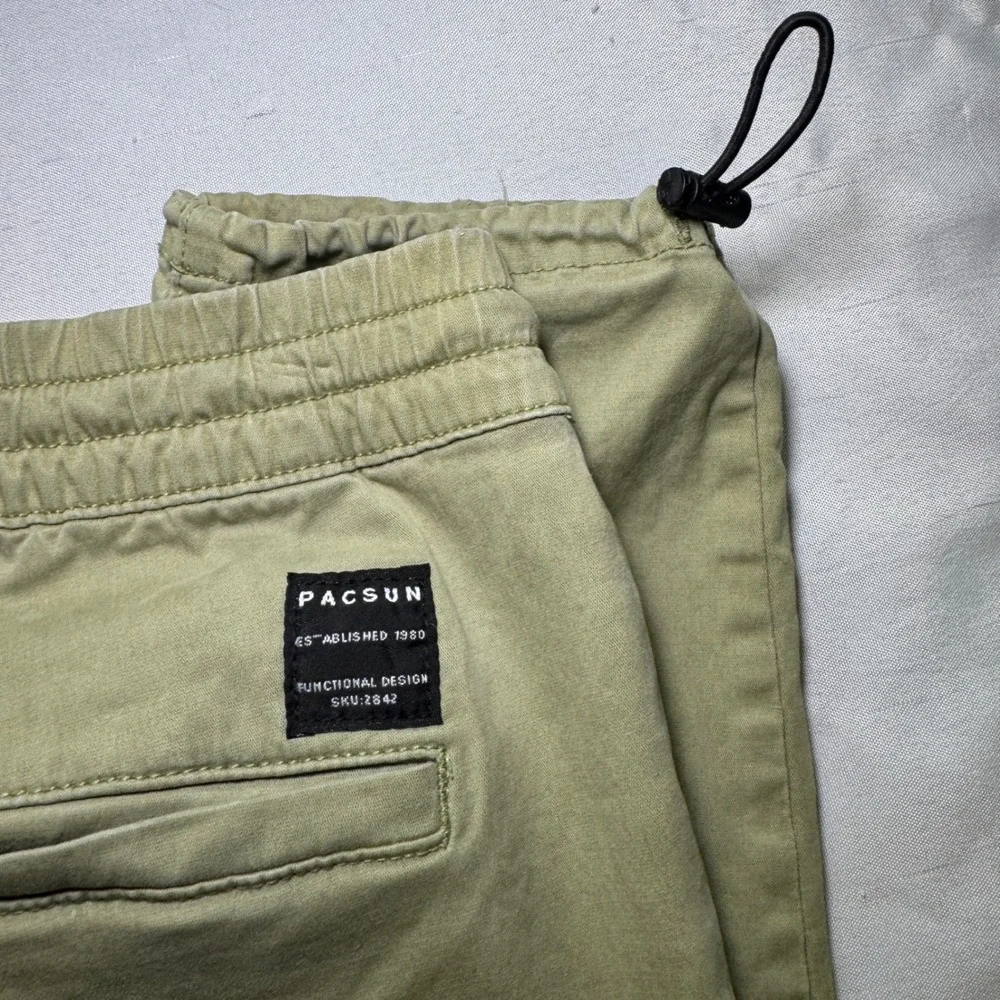 PacSun‎ Men's Olive Green Cargo Jogger Pants Elastic Waist Toggle Hem Medium